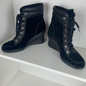 Aerosoles Macaroon Lace Up Suede Wedge Ankle Boots